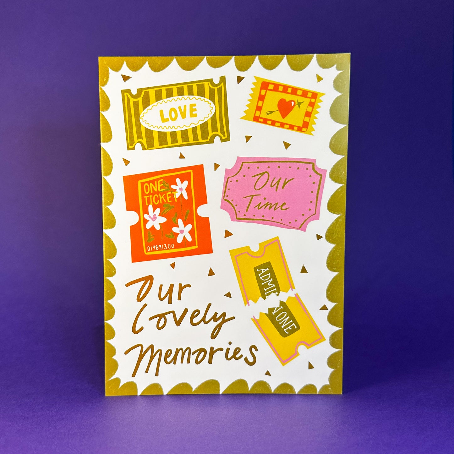Memory Ticket Stub Card - Gold Foiled