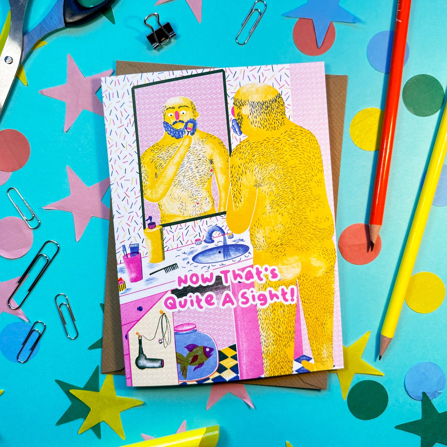 Hairy Naked Man Card