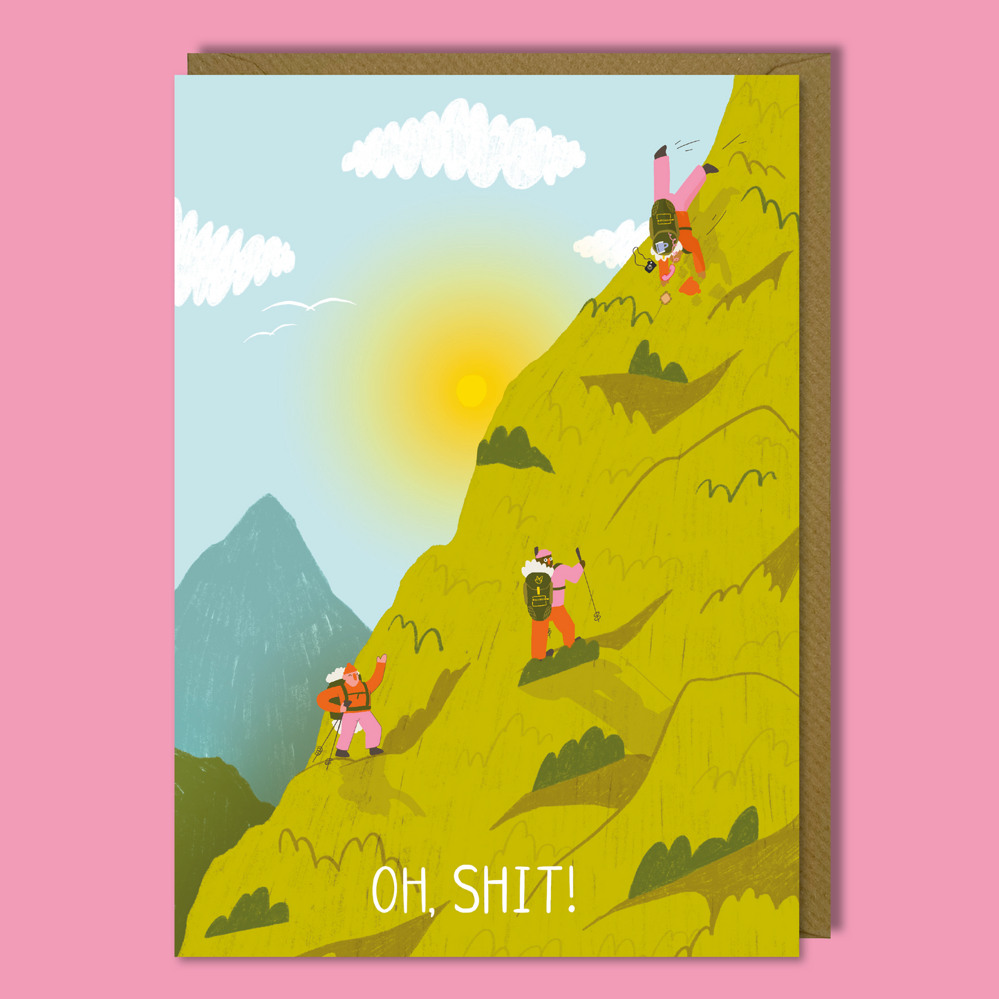 Hiker Falling on a Mountain Card