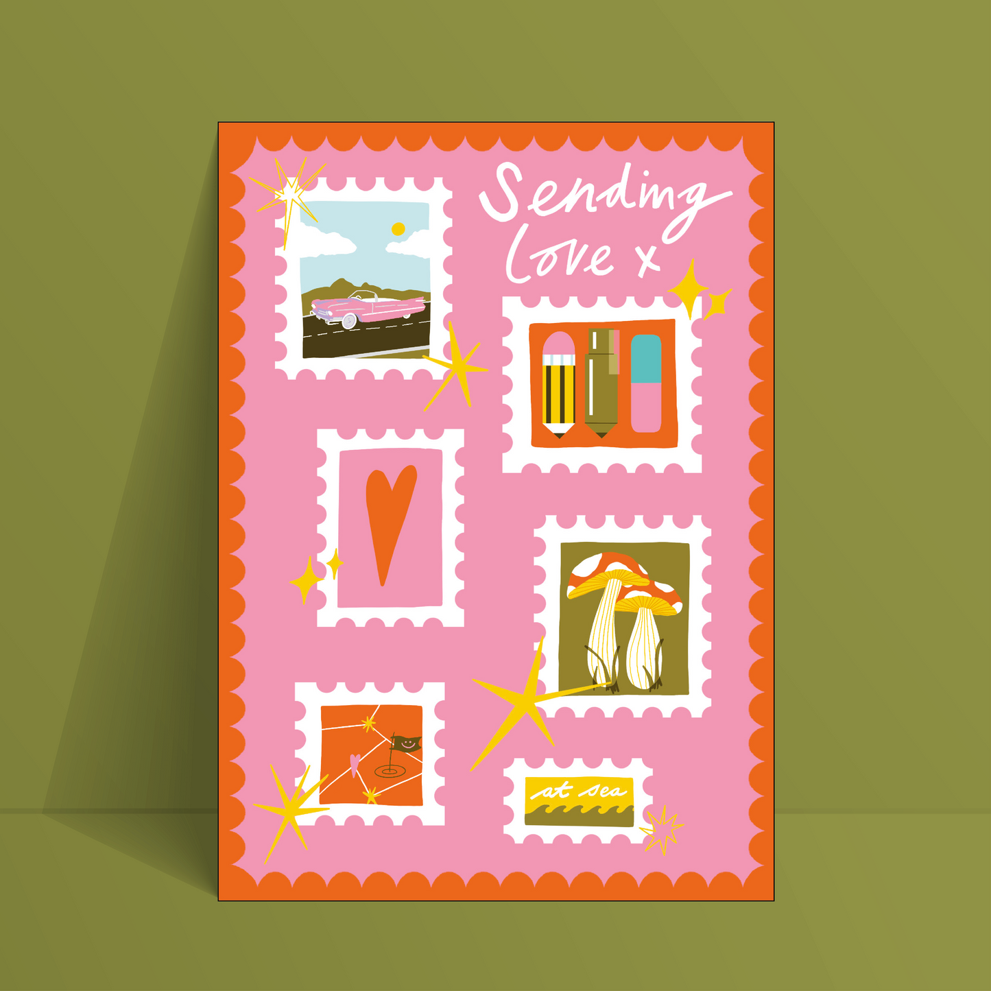 'Sending Love' A4 Print