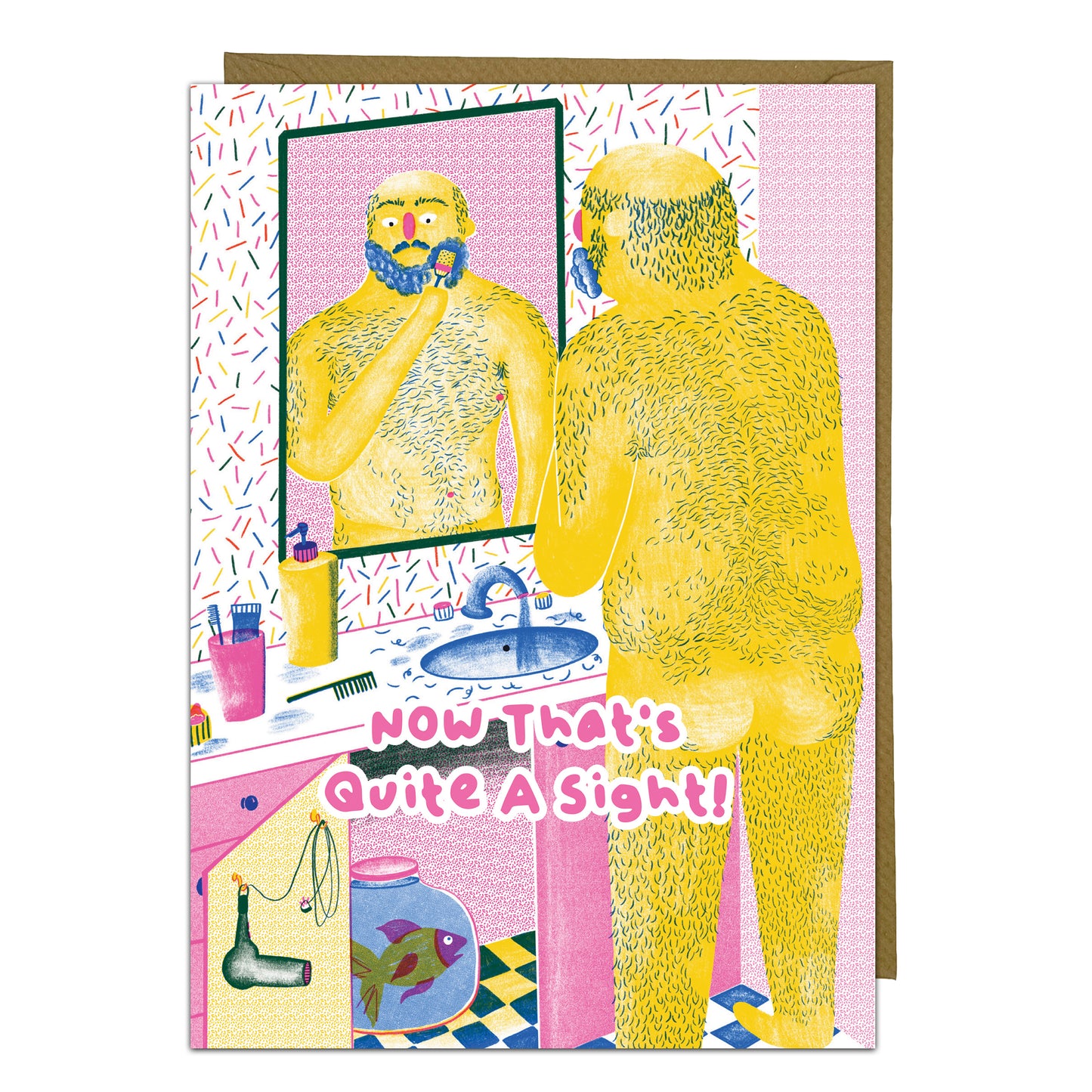 Hairy Naked Man Card