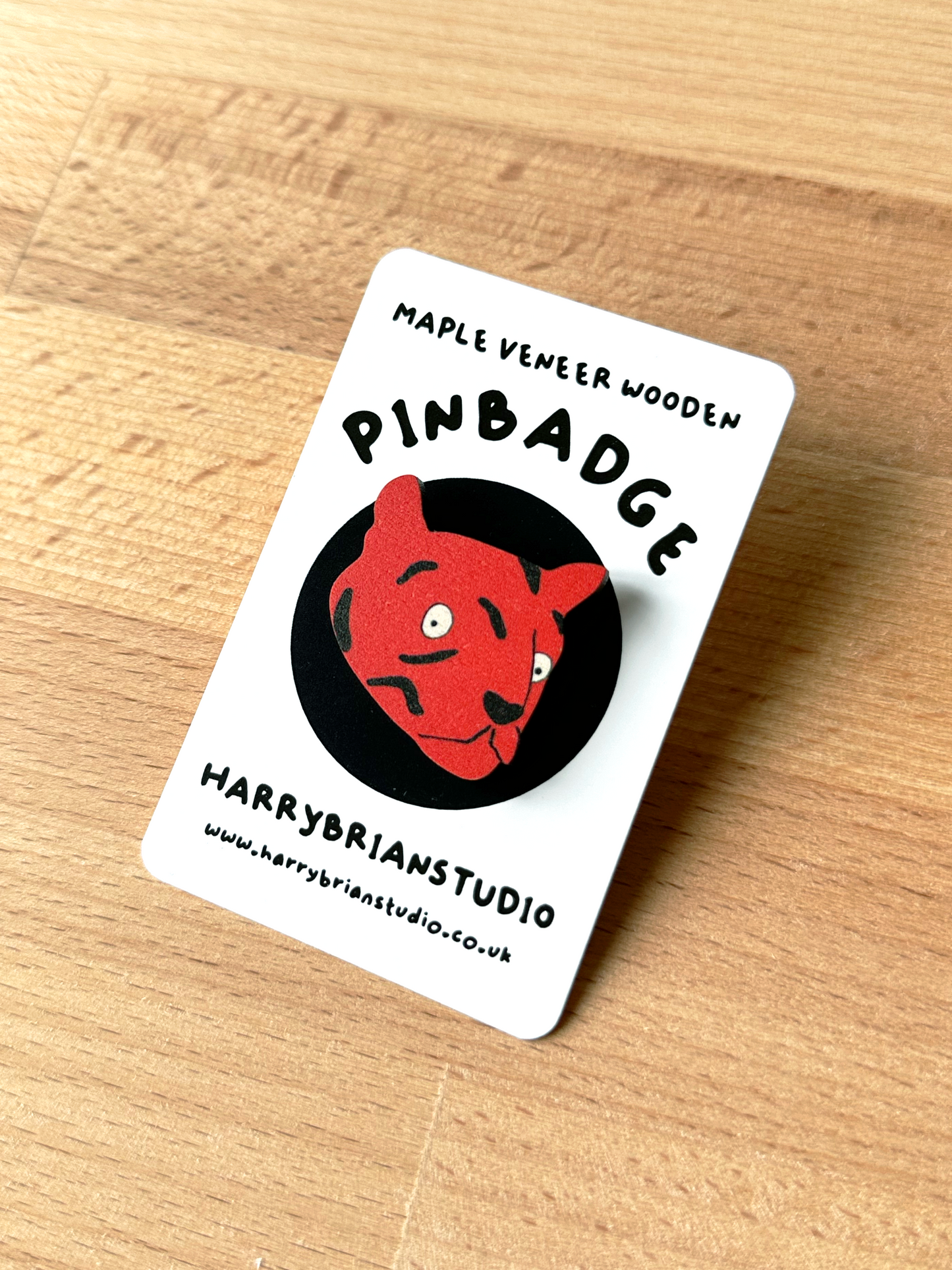 Tiger Maple Veneer Wooden Pin Badge