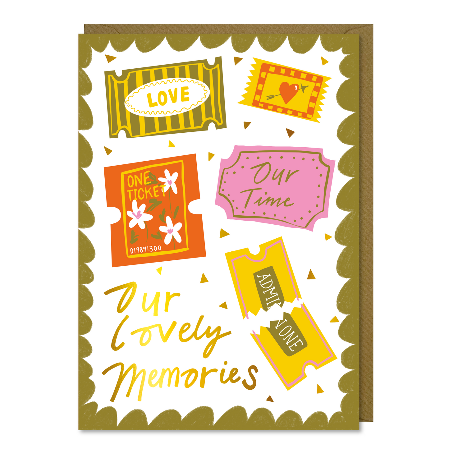 Memory Ticket Stub Card - Gold Foiled
