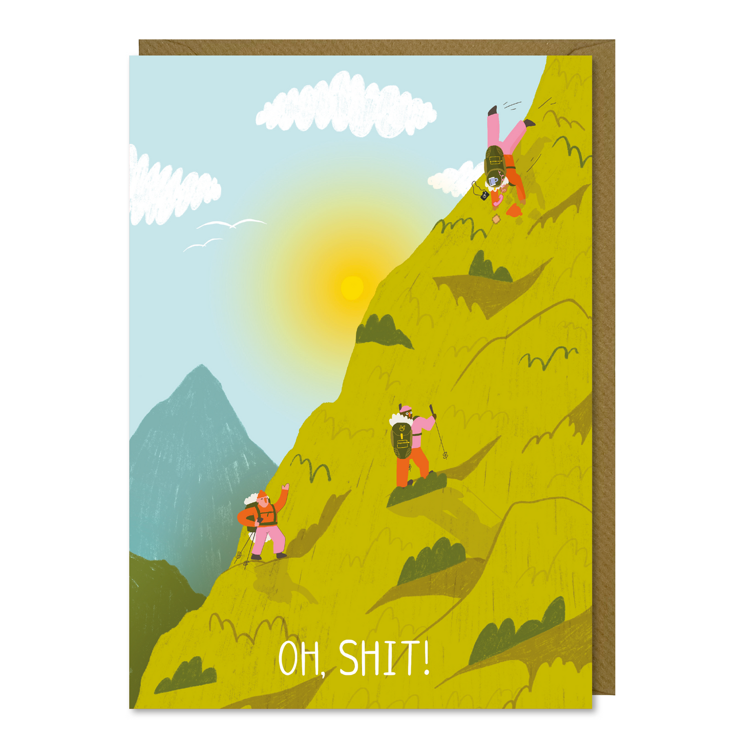 Hiker Falling on a Mountain Card