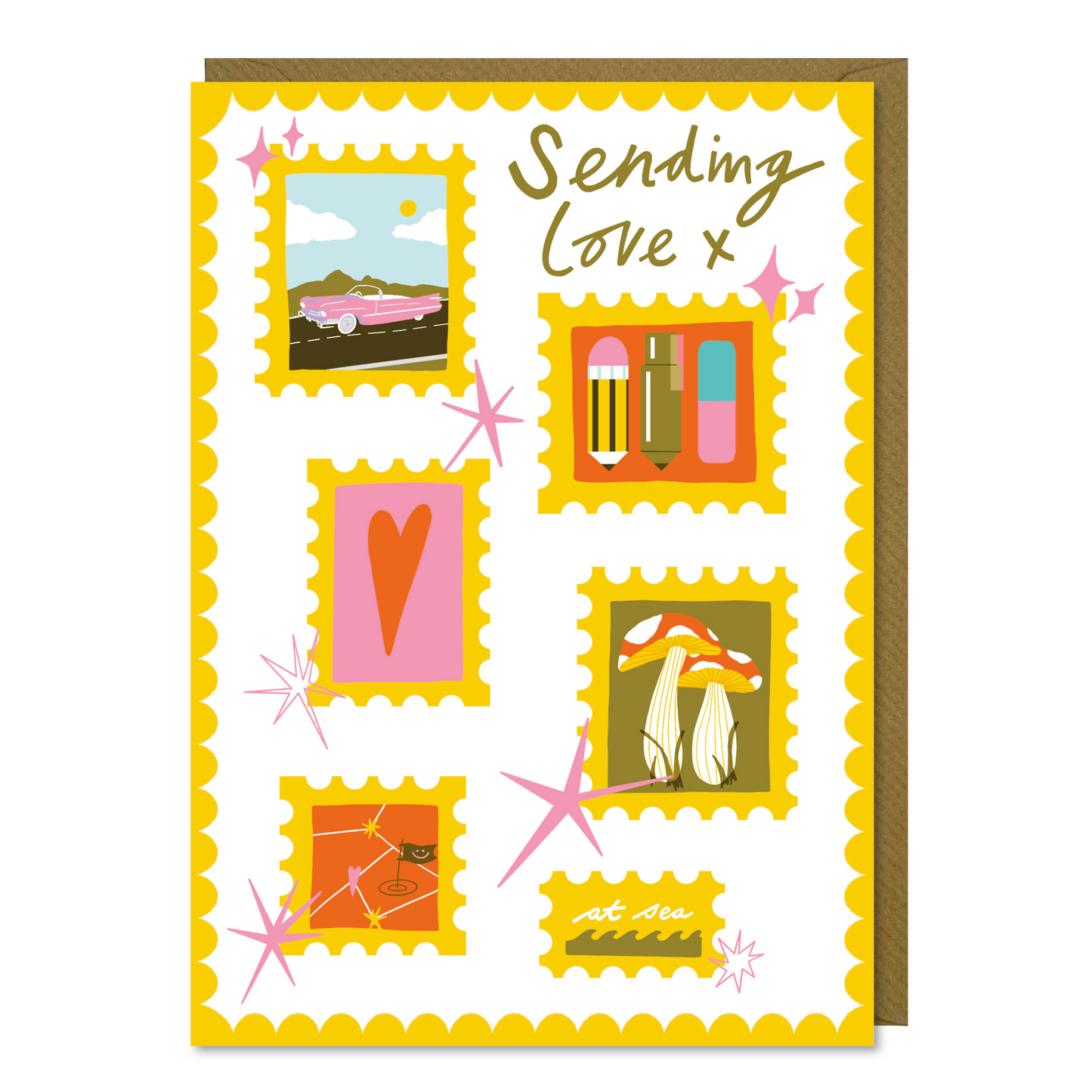 Postage Stamp Card - Yellow Version