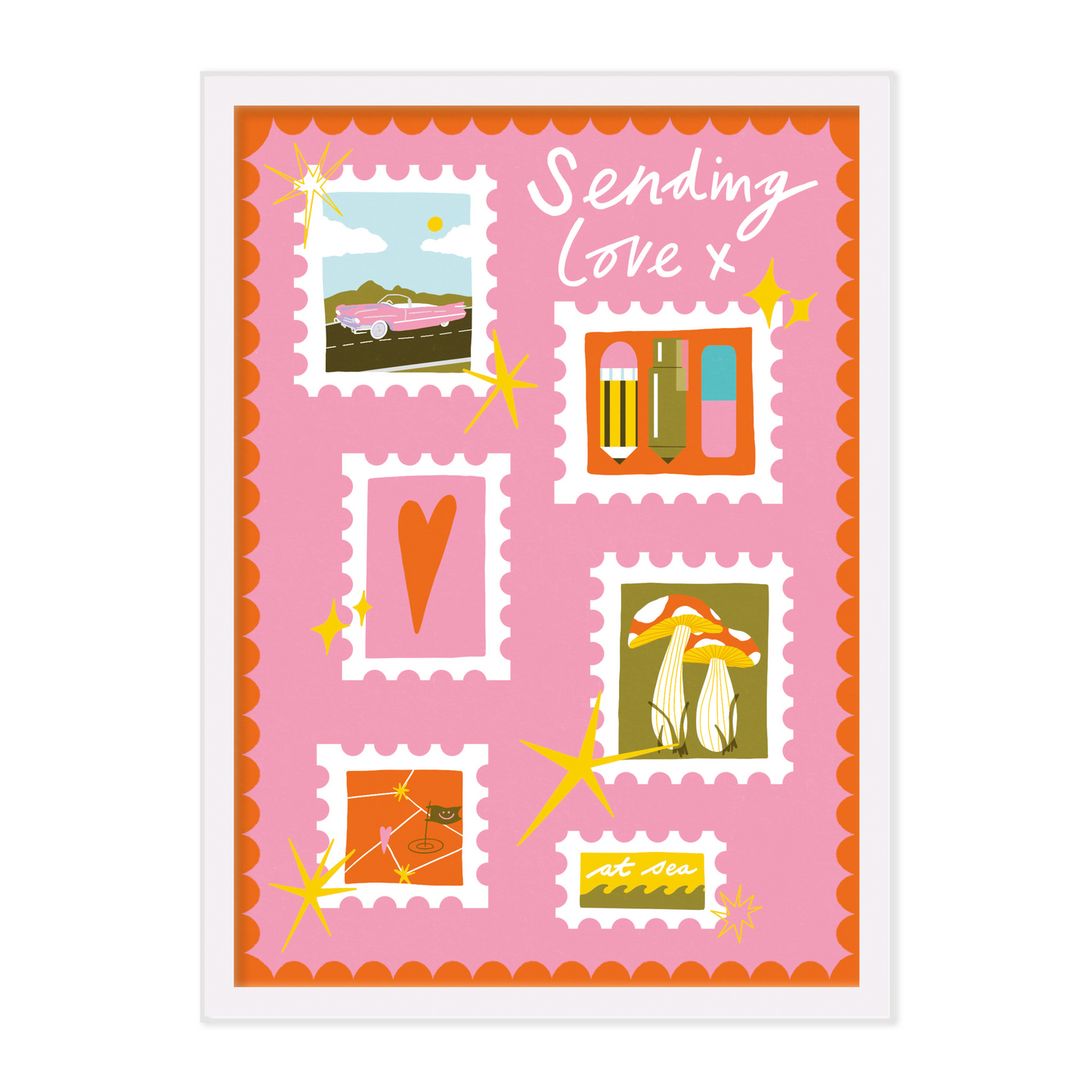 'Sending Love' A4 Print
