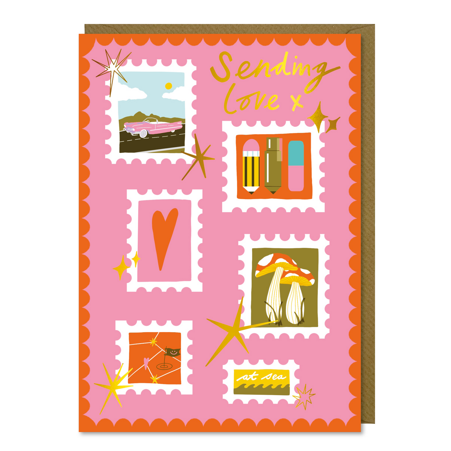 Postage Stamp Card - Gold Foiled