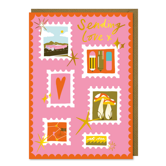 Postage Stamp Card - Gold Foiled