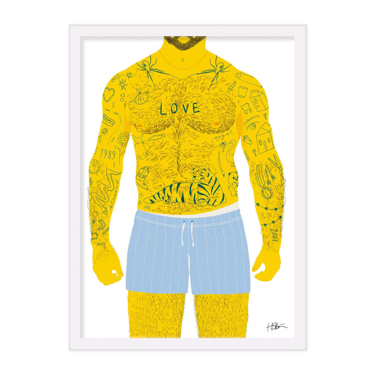 'Tattooed Man' A4 Print