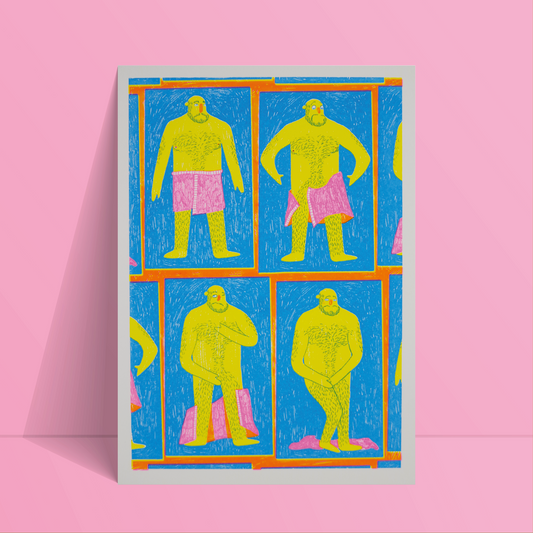 Cheeky Naked Man with Towel A3 Screen Print - 'I Think You Dropped Something'