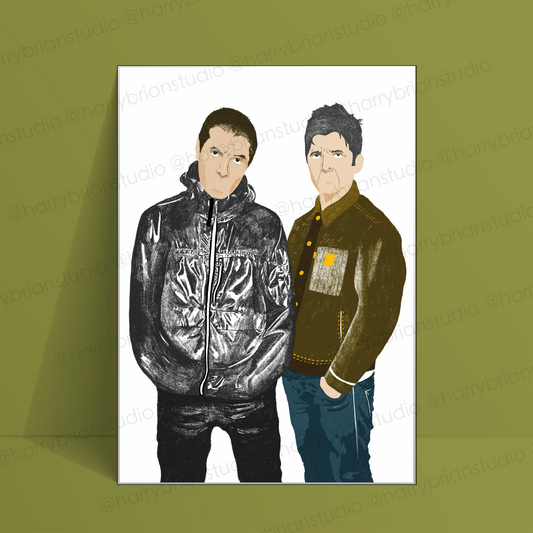 Oasis Liam and Noel Gallagher New 2024 Illustration | A4 Digital Art Print