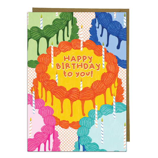 Colourful Cake Birthday Card - Happy Birthday To You!