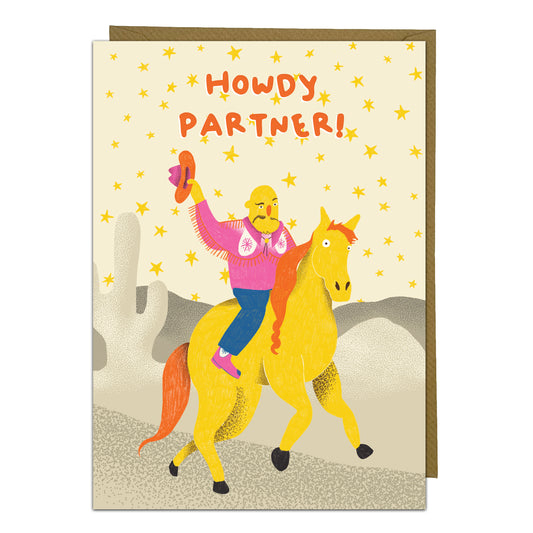 Cowboy Western General Send Greeting Card - Howdy Partner!