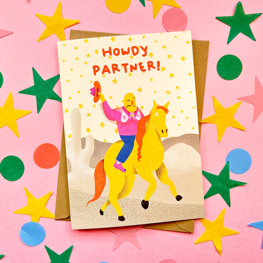 Cowboy Western General Send Greeting Card - Howdy Partner!