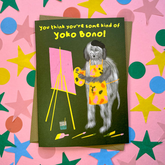 Cute Dog Themed Greeting Card - Yoko Bono