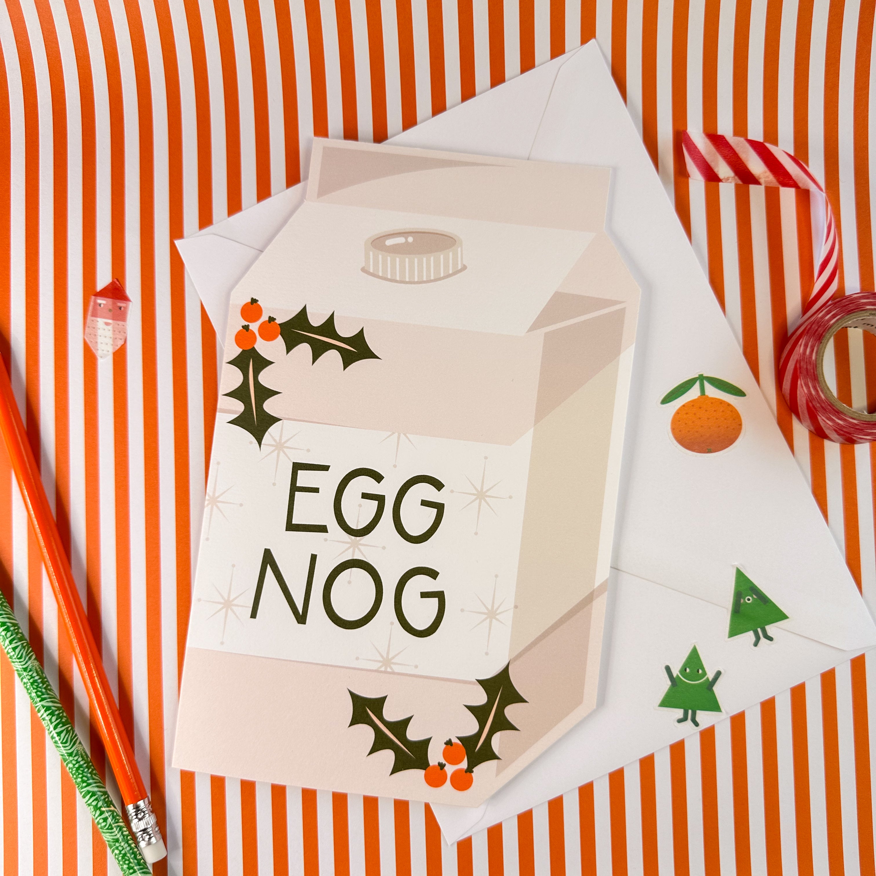 Eggnog Christmas Card - Hand Cut