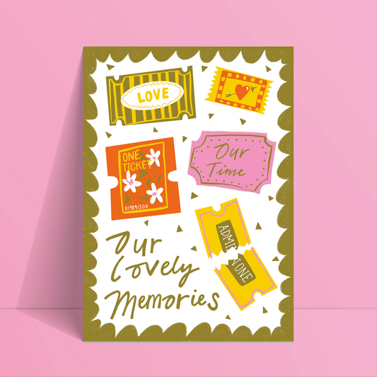 'Our Lovely Memories' Tickets Digital Print | A4 | Perfect Gift for the Home