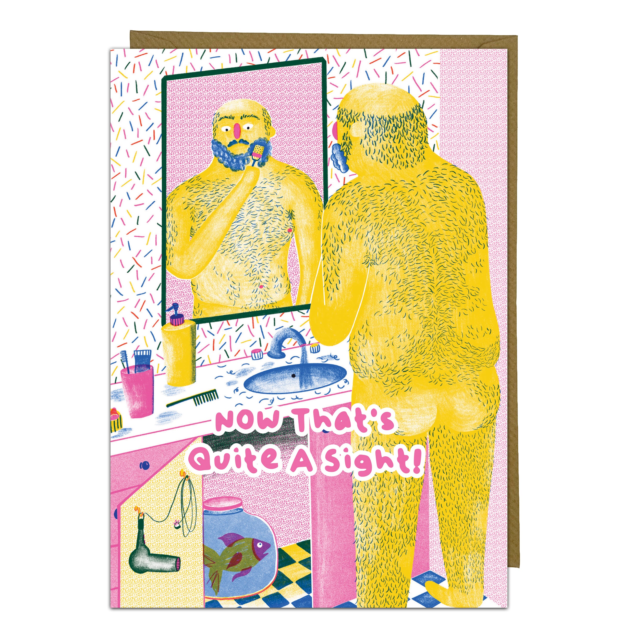 Hairy Naked Man Card