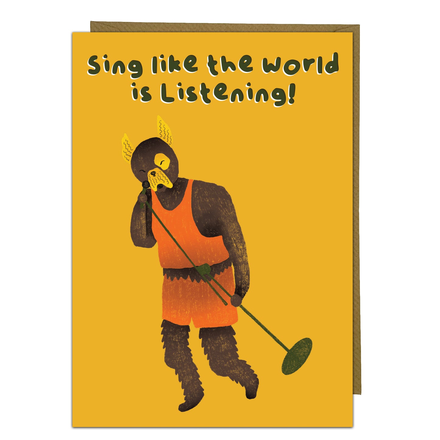 Cute Dog Themed Greeting Card - Sing Like The World Is Listening