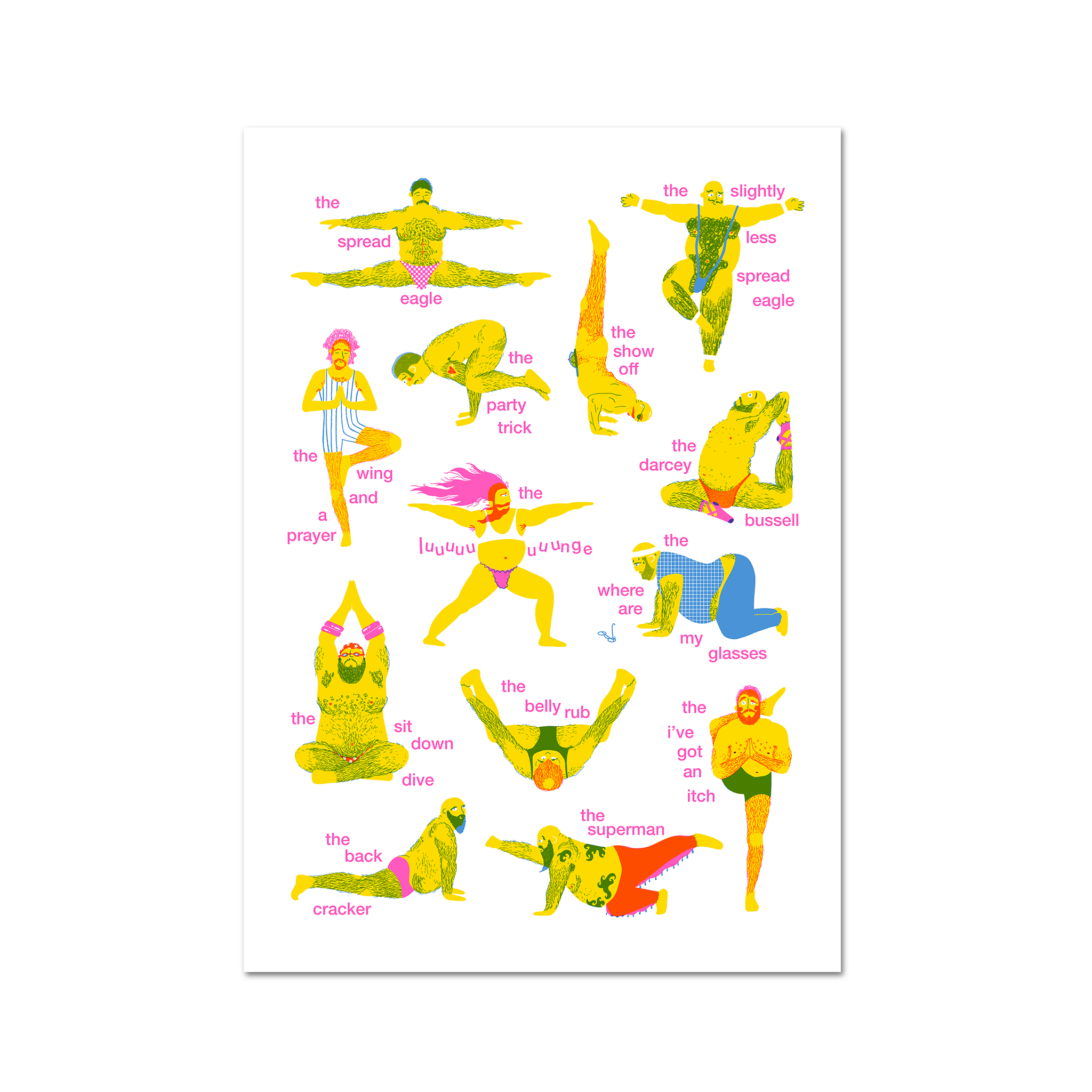 Yoga Poses A3 Risograph Print