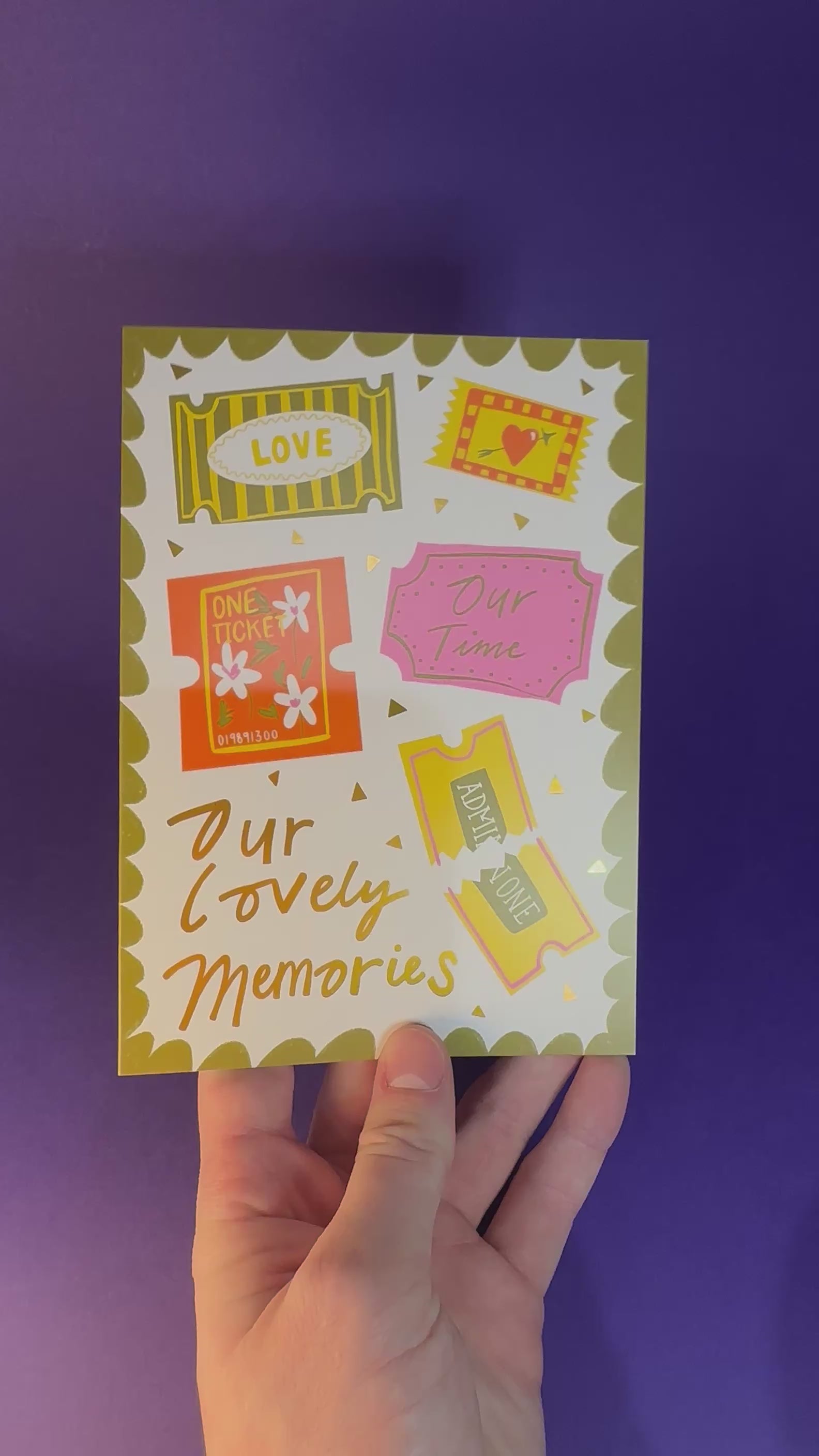 Memory Ticket Stub Card - Gold Foiled
